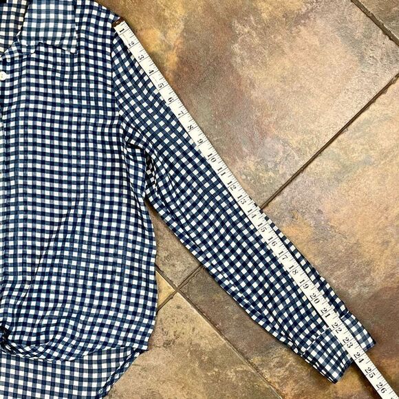 About A Girl Plaid Sheer Button Down Long Sleeve Medium - Picture 5 of 9
